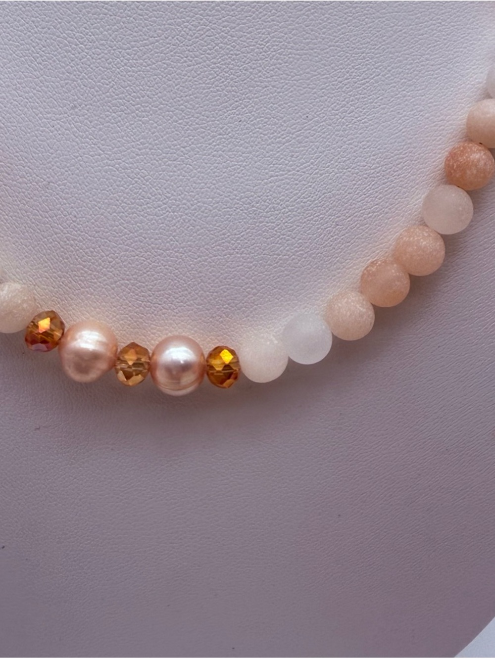 SOLD*** koreanna Elegant Frosted Peach Aventurine and Peach Pearl Necklace - Picture 3 of 6